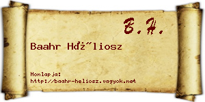 Baahr Héliosz névjegykártya